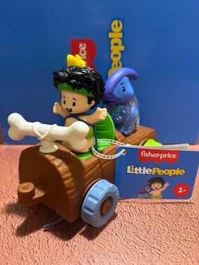New HTF Fisher Price Little People Dinosaur Parade Cave Boy Set - Caveman Dino